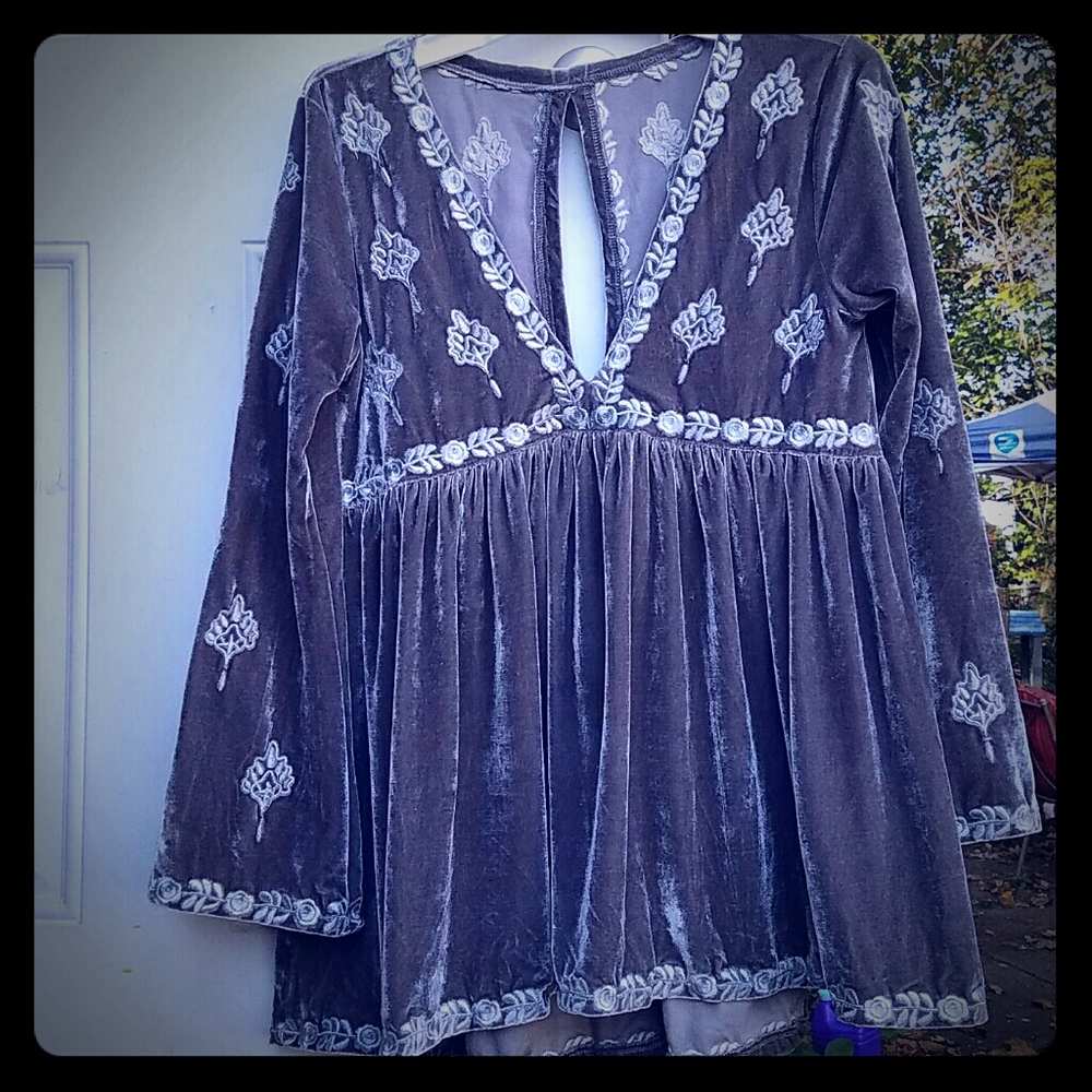 Gray velvet tunic